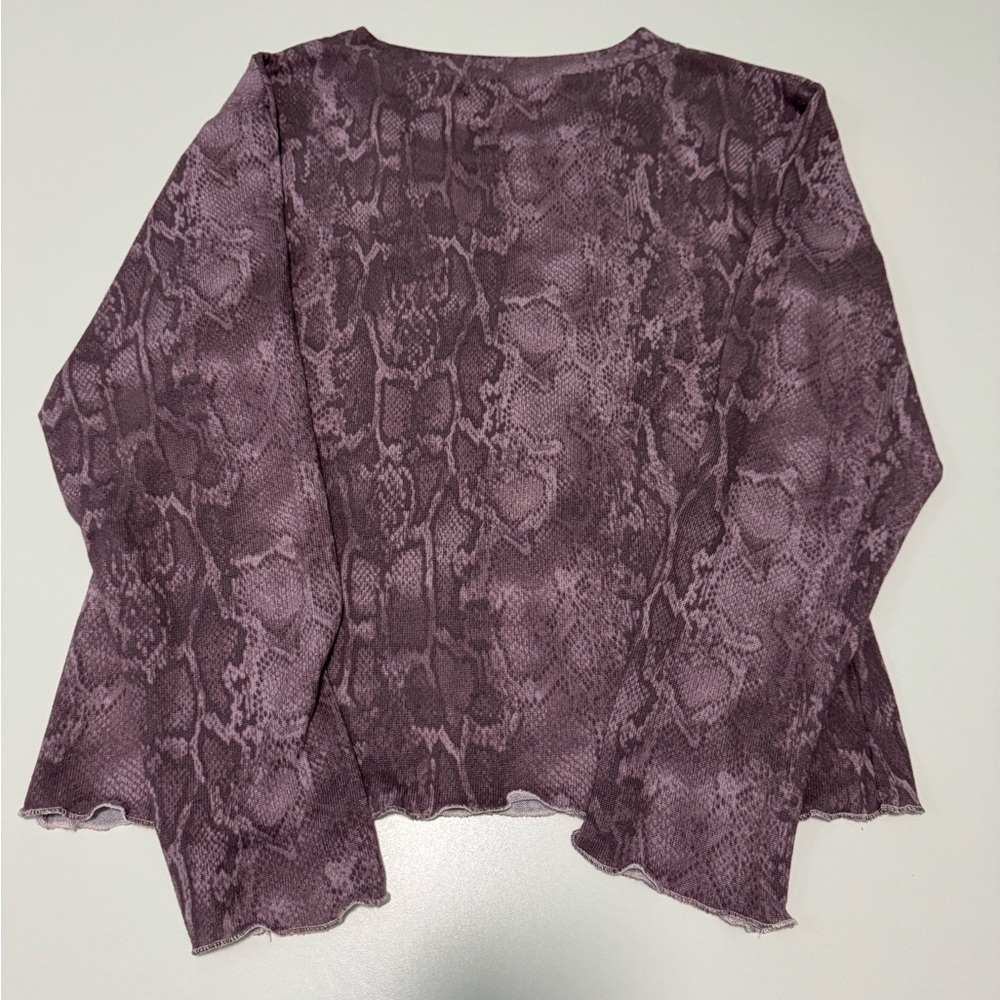Laundry By Shelli Segal Purple Snakeskin Print Long Sleeve Top - Picture 2 of 9